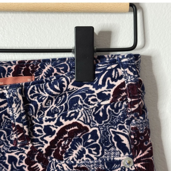 Anthropologie Pilcro Corduroy High Rise Skinny Jeans Floral Fall Print Purple - Picture 6 of 12